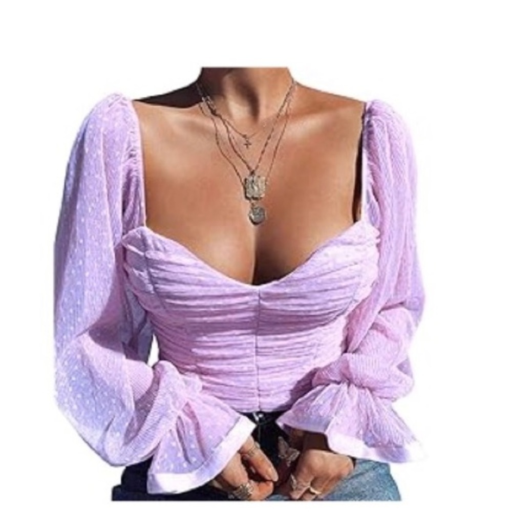 Arjungo Mesh Sheer Polka Dot Top